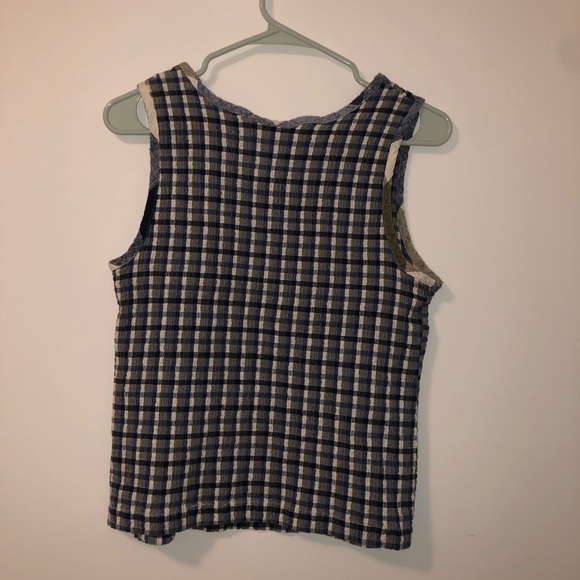 checkered green, white, & blue tank top - Picture 2 of 2